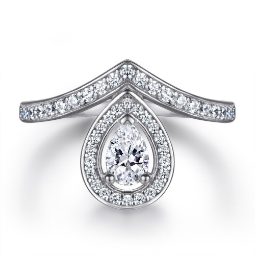 Elegant Crown Design with Pearl Set Briolette Cut 925 Sterling Silver Birdal Sets C2023010012 
