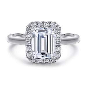 Halo Set Emerald Cut 925 Sterling Silver Birdal Sets C2023010021