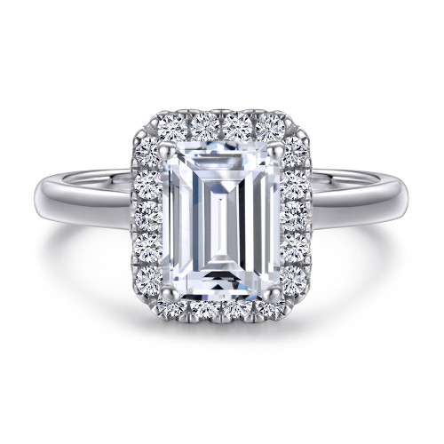 Halo Set Emerald Cut 925 Sterling Silver Birdal Sets C2023010021 