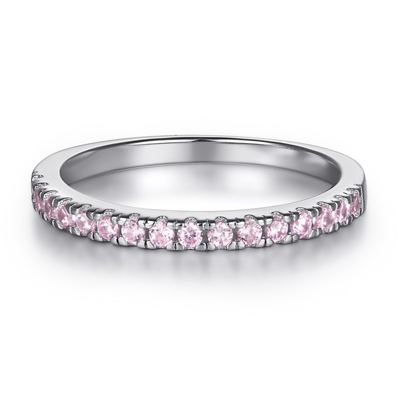 Double Halo Setting with Pink Sapphire Round Cut 925 Sterling Silver Birdal Sets C2023010050 