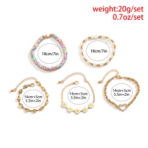 Charmorah Bohemian Style Bracelet Set 18cm/7inch x 2 + 19cm/7.5inch x 3 C2024070013
