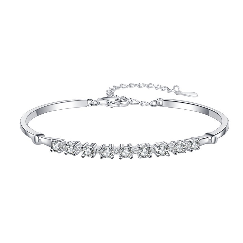 Moissanite Halo Design Bangle Bracelet C2024070003