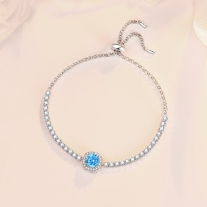 1CT "Baby's Breath" Moissanite (in 4 colors) Halo Design Bracelet C2024070004