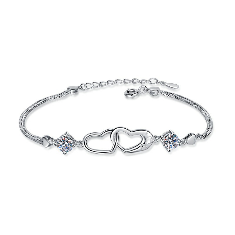 "Heart in Heart" Moissanite Design Bracelet C2024070006