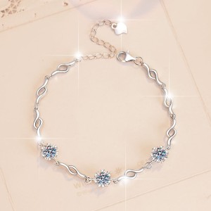 Moissanite "Wave" Chain Design Bracelet C2024070008