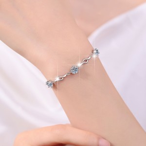 Moissanite "Wave" Chain Design Bracelet C2024070008