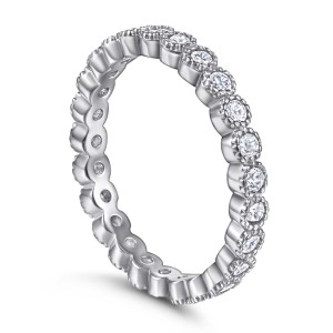 Eternity Band Round Cut 925 Sterling Silver Promise Rings C2024030001