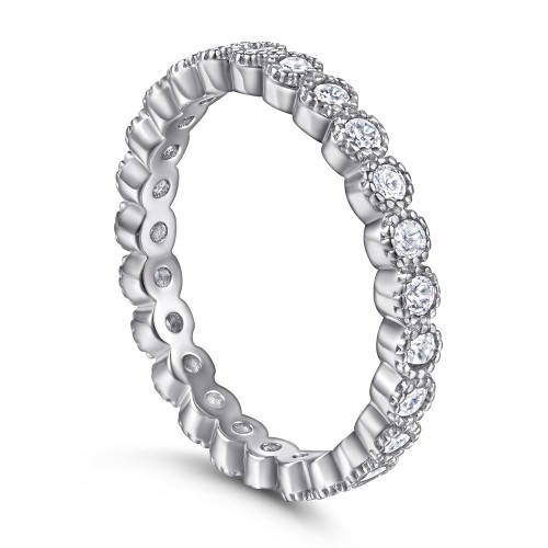 Eternity Band Round Cut 925 Sterling Silver Promise Rings C2024030001 