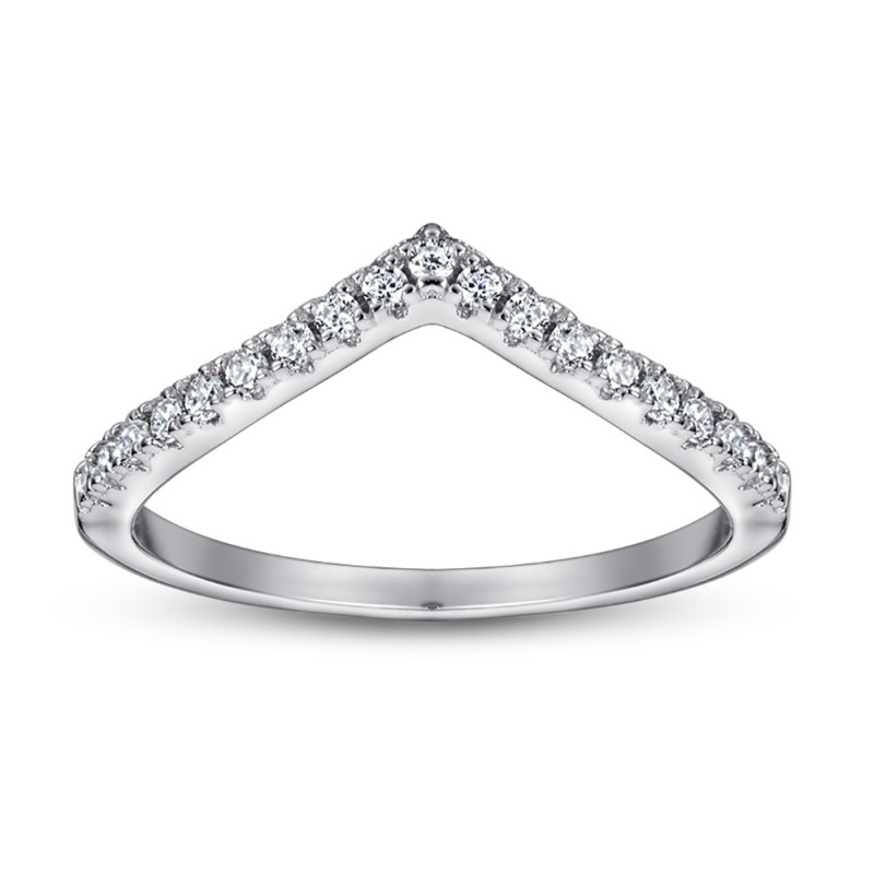 Half Eternity Band  V shape 925 Sterling Silver Promise Rings C2024030003 