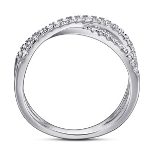 Half Eternity Band  Crossover 925 Sterling Silver Promise Rings C2024030004