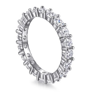 Eternity Band with Round White Sapphire 925 Sterling Silver Promise Rings C2023030006