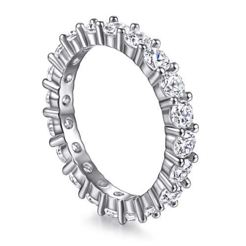 Eternity Band with Round White Sapphire 925 Sterling Silver Promise Rings C2023030006 