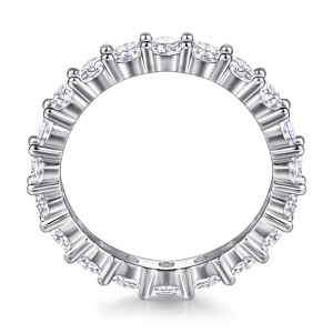 Eternity Band with Round White Sapphire 925 Sterling Silver Promise Rings C2023030006