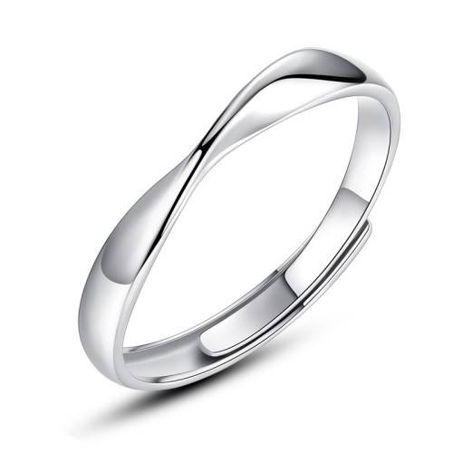 Charmorah "Mobius" Round Cut Adjustable Sterling Silver Couple Rings C2024040006 