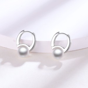 Charmorah Pearl Design Sterling Silver Hoop Earrings C2024060013