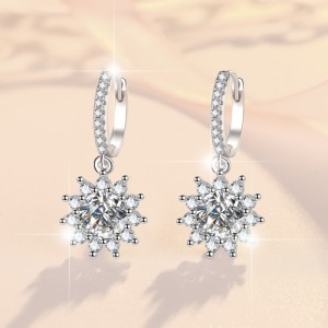 1 CT Star Shape Round Cut Moissanite Sterling Silver Drop Earrings C2024060030