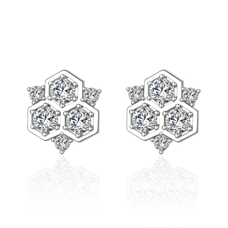 Honeycomb Sterling Silver Stud Earrings C2024060005