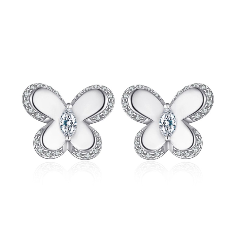 Butterfly Sterling Silver Stud Earrings C2024060006