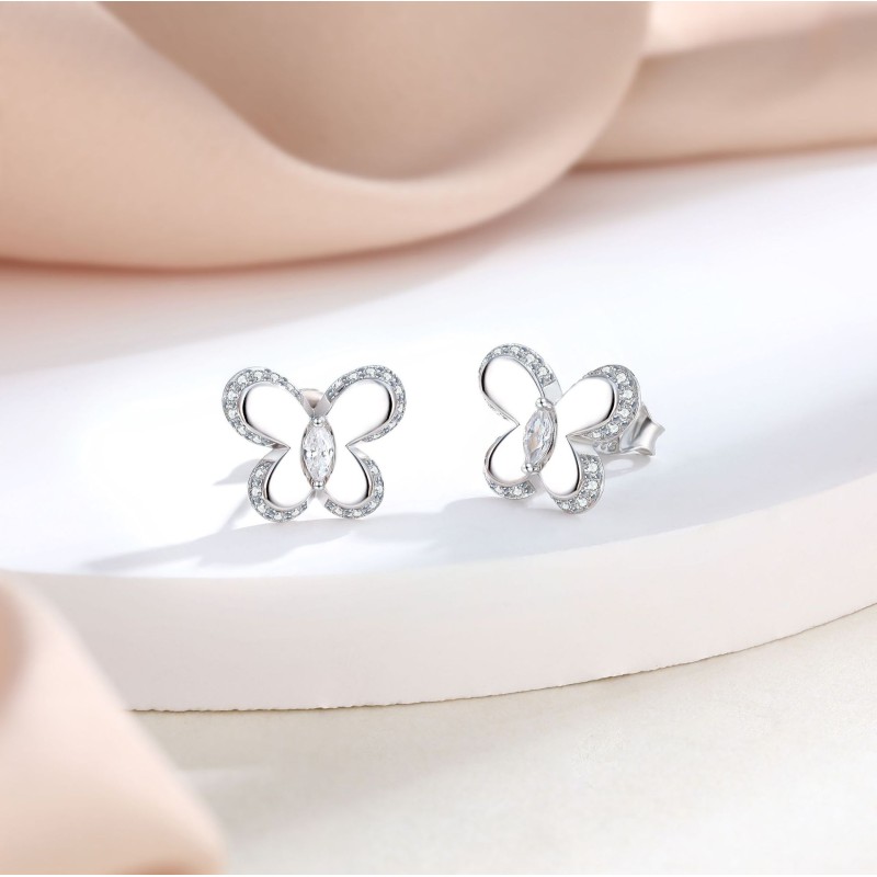 Butterfly Sterling Silver Stud Earrings C2024060006 