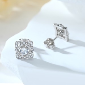 Quatrefoil Cluster Sterling Silver Stud Earrings C2024060009