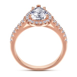 Rose Gold Tone Halo Set Briolette Cut 925 Sterling Silver Engagement Rings C2023020002