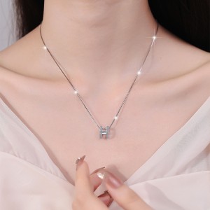 H Design Moissanite Sterling Silver Classic Necklace C2024080010