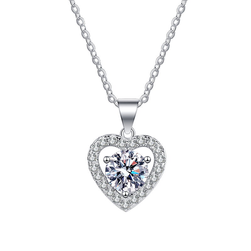 1.0 CT "In My Heart" Moissanite Sterling Silver Classic Necklace C2024080005