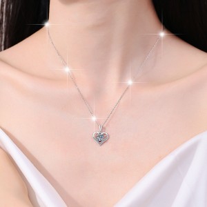 1.0 CT "To Your Heart" Moissanite Sterling Silver Classic Necklace C2024080006